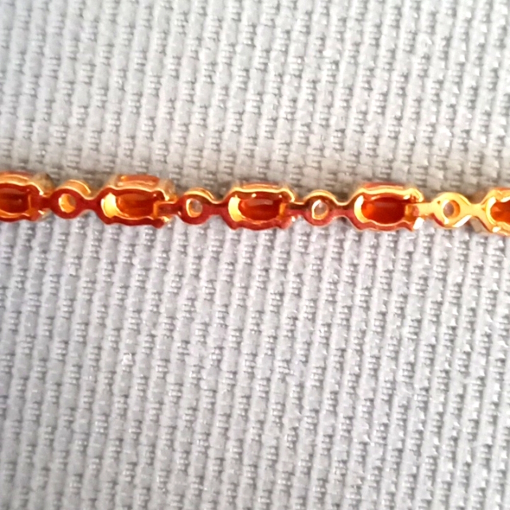 NATURAL TANZANIA TANGERINE KYANITE, WHITE ZIRCON BRACELET - Picture 4 of 9